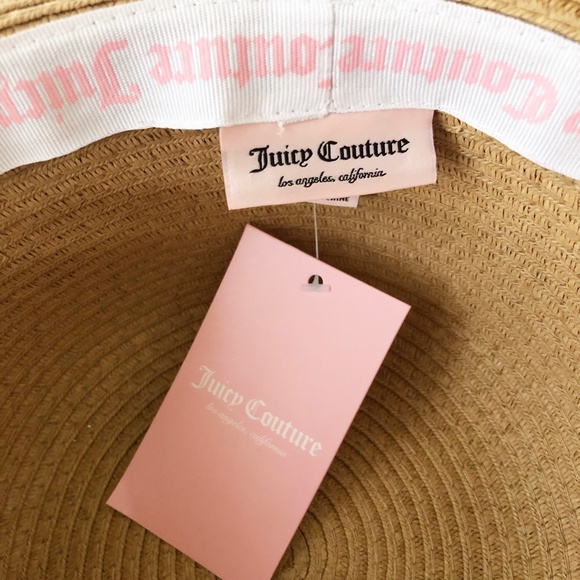NWT Juicy Couture Woven Floppy Sun Beach Straw Hat With Goldtone Chain & Charms - Picture 5 of 13